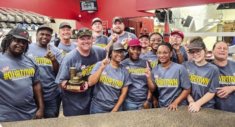 Dairy Queen of Gray employees celebrate Miracle Treat Day that once again hit a new high balance of money collected for the children who are patients of the Beverly Knight Olson Children’s Hospital. BRANDY ROUND/Contributed