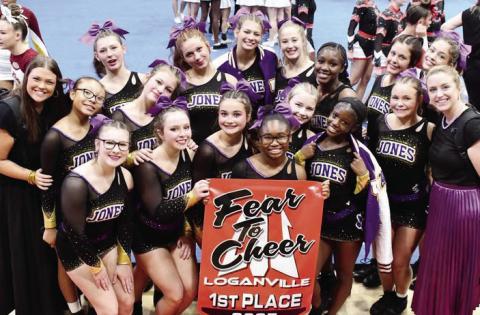 The Cheer Hounds turned in a top finish just before the most important stretch of the season over the weekend. Jones County’s competition cheerleaders claimed first-place honors at Saturday’s Fear To Cheer meet in Loganville. Jones County takes the floor again in the region meet on Nov. 8 at Walnut Grove, an event that will serve as the qualifying event for the Nov. 14 GHSA Class AAAA state cheerleading championships at the Macon Coliseum. CONTRIBUTED
