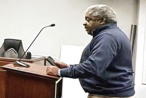Tim Andrews, former chairman of the Jones County Board of Tax Assessors, speaks to commissioners at a Jan. 7, 2025, hearing. FILE PHOTO