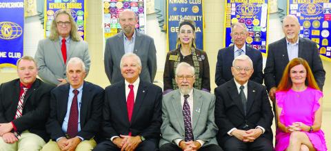 Governor Brent Leslie and Lt. Governor Durrett Childs are shown in separate photos with their Home Club banners signifying that they are members of Jones County Kiwanis. CONTRIBUTED