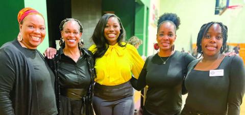 The Feb. 27 program featured Megan Western (center) with 13 WMAZ. Western is surrounded by Lawanda Hough (l-r), Shanna Underwood-Stephens, Charm Mapp and Trinity Pace. CONTRIBUTED