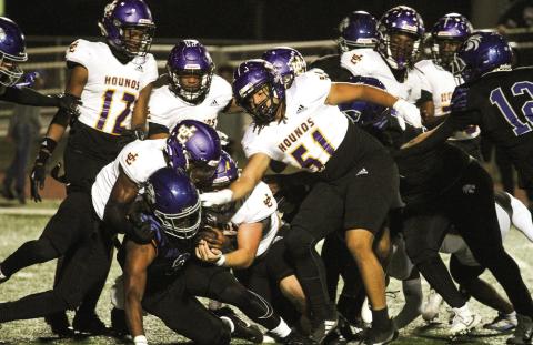 The Greyhounds stymied Locust Grove’s offense on Friday, stopping them twice in the red zone on fourth down. BRAD HARRISON/Staff