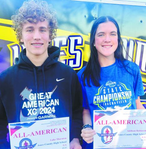 Luke Thornton and Addison Robinson were recently named All Americans by the National High School Track &amp; Field and Cross Country Coaches Association. CONTRIBUTED