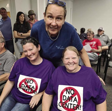 Dr. Rebecca Husted (standing), Kathy Simmons (left seated), and Brenda Irwin prior to the Oct. 20 Planning and Zoning meeting. CONTRIBUTED