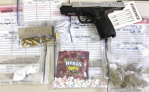 Drugs, firearm and ammo found in the Feb. 12 traffic stop that led to the arrest of Cedric Whitehead. CONTRIBUTED
