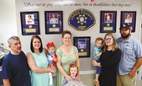Members of the family of Capt. Billy Mitchell were among those attending the April 21 dedication of the memorial wall at the Jones County Sheriff’s Office. CONTRIBUTED