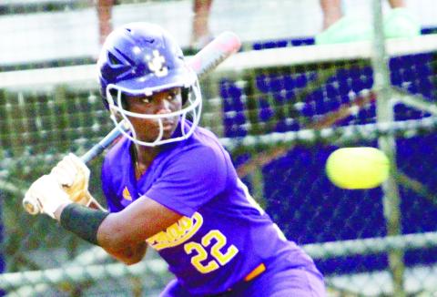 Aniya Canty waits for the right pitch to put a bat on against Union Grove.  BRAD HARRISON/ Staff