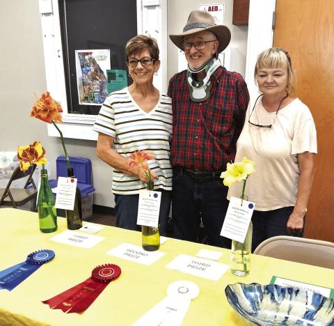 The lobby of the W. E. Knox Center was beautiful June 6, when the Gray Garden Club held its annual daylily display. Over 100 specimens were entered into the competition. Winners were Deon Hutcheson, first place; Greg Thompson, second place; and Lynn Edwards, third place; Best in Show: Deon Hutcheson, first place; and Marcia Whidby, second place. CONTRIBUTED