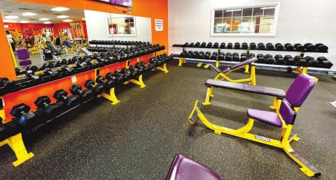 Dumbbells and other equipment is available for fitness enthusiasts at Fitness Inferno.
