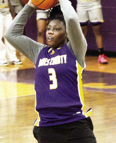 The alumni game allowed former Greyhounds and Lady Greyhounds the chance to play basketball while once again wearing the purple and gold of JCHS. BRAD HARRISON/Staff