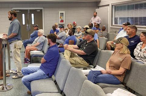 Residents of The Pines subdivision showed up last week for a third time to a meeting of Gray’s City Council to express their opposition to the building of townhouses on Allen Green Road. DEBBIE LURIE-SMITH/Staff