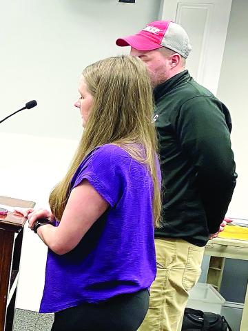 Keep Jones Beautiful Director Hailey Robinson (left) and Brennan Jackson at last week’s meeting. DEBBIE LURIE-SMITH/Staff