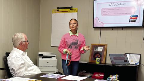 Alexa Williams, owner of Award Winning Halters and Supplies, was the first young entrepreneur to speak to DDA members at their April 14 meeting. DEBBIE LURIE-SMITH/Staff