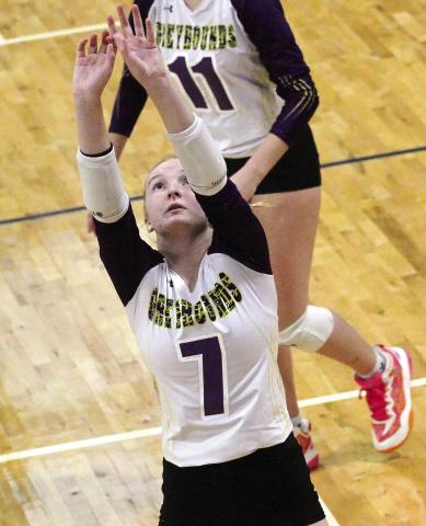 Grace Faircloth volleys the ball up against Warner Robins. BRAD HARRISON/Staff