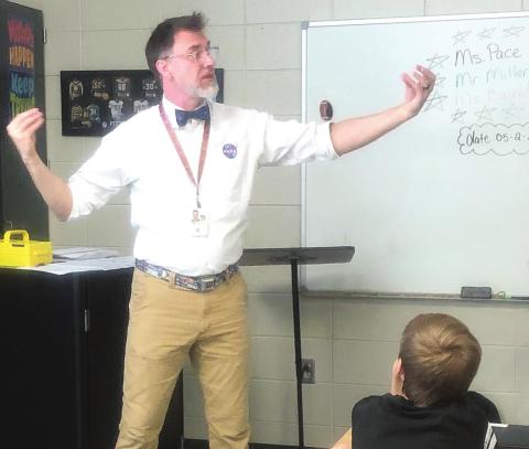 NASA STEM EPDC Education Specialist Steven Smith shares how math makes the space program possible during his visit to the class in May. CONTRIBUTED