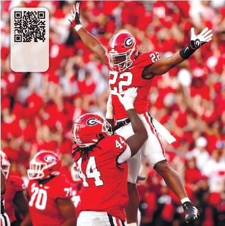 Georgia freshman running back Branson Robinson (22) got his first touchdown in Sanford Stadium Saturday against the Auburn Tigers. He was also the leading rusher in the game. TONY WALSH/UGA Athletics