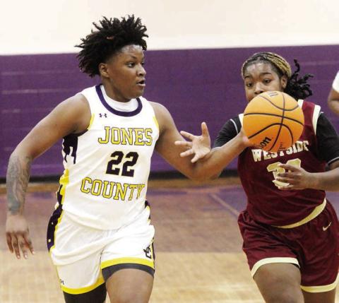 Kamiyah Adams steals the ball away at midcourt during a preseason scrimmage against Westside. BRAD HARRISON/Staff