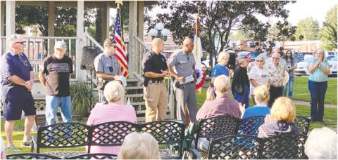 First responders at last year’s Cry Out America event at Carol’s Park in downtown Gray being prayed for and thanked. CONTRIBUTED