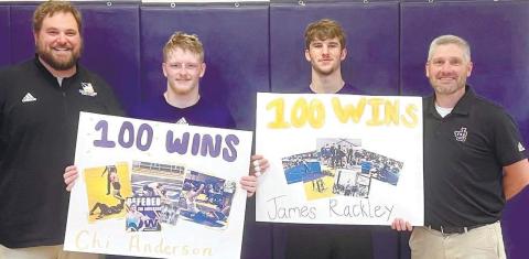 The wrestling careers of James Rackley and Chi Anderson have both included surpassing 100 wins, in turn helping the Greyhounds to being one of the top wrestling programs in middle Georgia and among the top ten statewide in their classification. On Friday, that accomplishment was officially celebrated with both being formally recognized during Friday’s matches held at JCHS. CONTRIBUTED