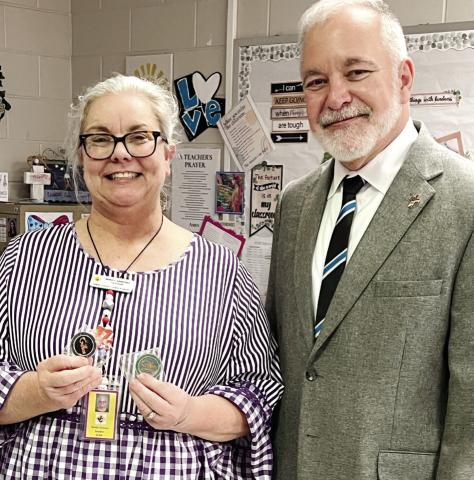 Woods presents awards to JCHS teacher Armona