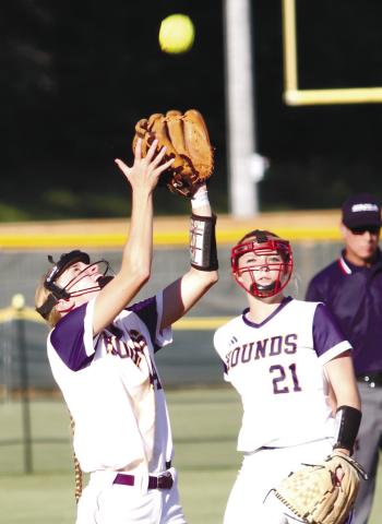 Kimber Kent (14) settles under a pop fly to get the out against Ace. BRAD HARRISON/Staff