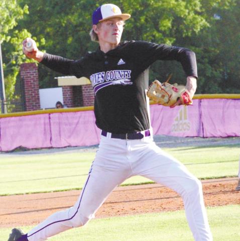 Quin McManmon pitches toward the plate last Tuesday against Locust Grove. He gave up three runs in five innings. BRAD HARRISON/Staff