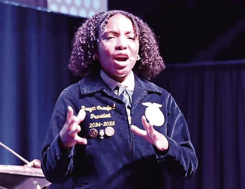 Reagan Crawford delivers here award-winning speech. CONTRIBUTED