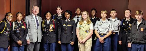 Jones County JROTC cadets with State Sen. Rick Williams during their recent visit to the Capitol.