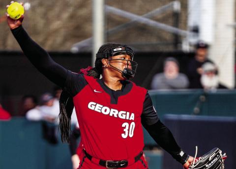 Georgia pitcher Destin Howard (30) during Georgia’s game against Radford at Jack Turner Stadium in Athens Saturday, Feb. 24. TONY WALSH/UGA Athletics