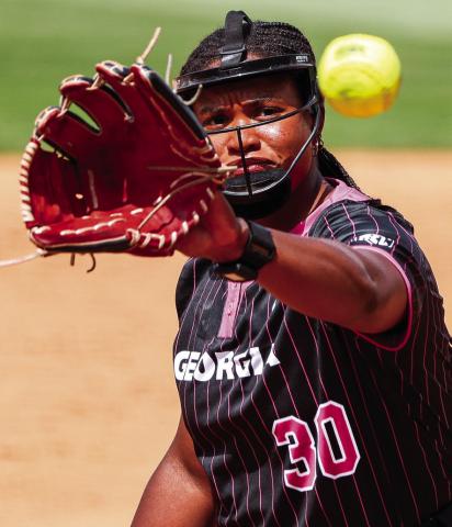 Georgia pitcher Destin Howard (30) during Georgia’s game against Texas A&amp;M at Jack Turner Stadium in Athens April 5. Madison Keel/UGAAA