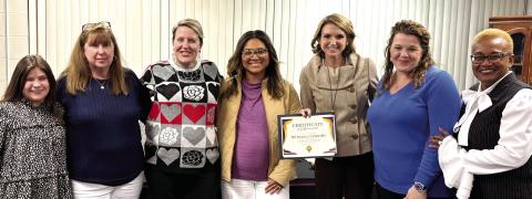 Mattie Wells Elementary teachers receive a Literacy Leader Award for third grade Gateway Growth. DEBBIE LURIE-SMITH/Staff