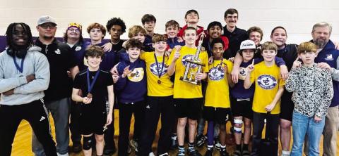 Jones County’s middle school wrestling program continues to shine as one of the best in middle Georgia. The Greyhounds captured another MGMSAL region title on Saturday, taking first place in a day of wrestling contested at Jones County High School. Jones County wrestles again on Jan. 24 in the state duals. CONTRIBUTED