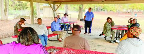 The Nov. 13 meeting was held under the pavilion at Haddock Park with community members and county officials. DEBBIE LURIE-SMITH/Staff
