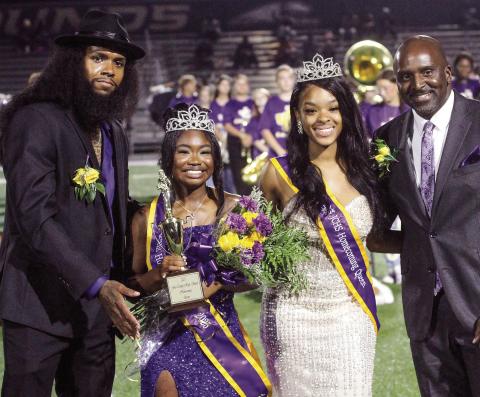 Autumn Clark (second from left) was crowned the 2025 Jones County High School Homecoming Queen at last Friday’s win against Stockbridge. Scan the QR code to see photos of the entire Homecoming Court. BRAD HARRISON/Staff