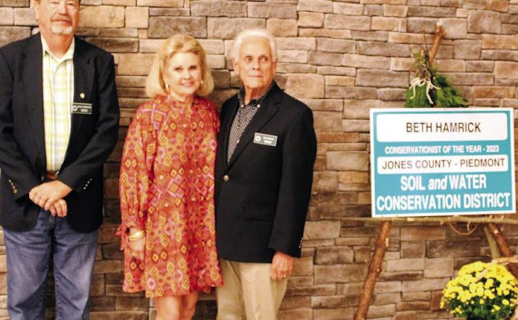 Beth Hamrick (center) is Jones County’s 2023 Conservationist of the Year. CONTRIBUTED