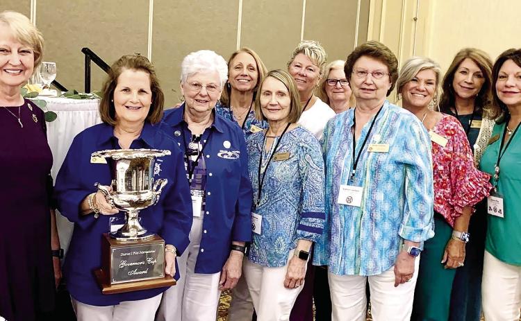 Governor Avaline Adams presents the Pilot Club of Jones County members with the Governors Cup Award at the convention in May. CONTRIBUTED